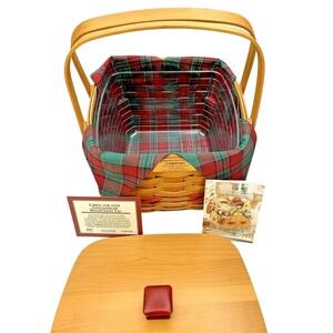 Longaberger 2000 Christmas Red DECK THE HALLS Combo w/ Lid Liner Protector Cards